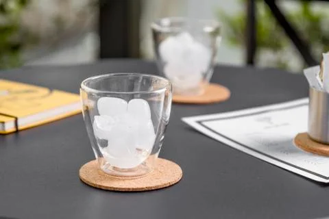 Iced coffee cup or cold brew coffee in a glass for waiting coffee Stock Photos