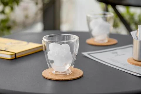 Iced coffee cup or cold brew coffee in a glass for waiting coffee Stock Photos