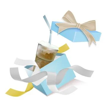 Iced coffee in a gift box Stock Illustration