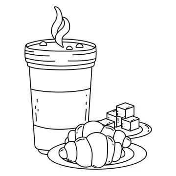 Iced coffee glass and bread vector design 스톡 일러스트
