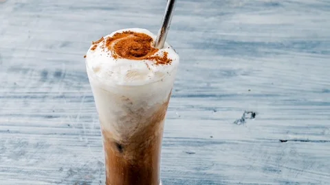 ICED COFFEE LATTE Stock Footage 127265394
