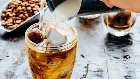 ICED COFFEE LATTE Stock Footage 127265400