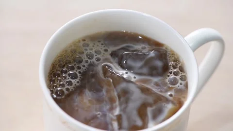 Iced Coffee With Milk Being Poured, Close-Up Stock Footage 340113458