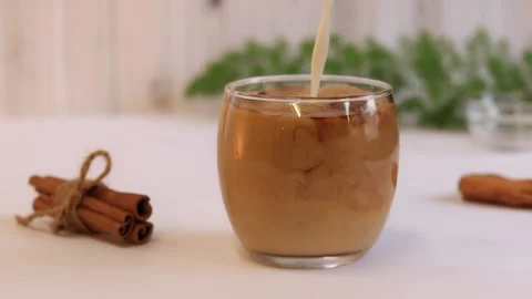 Iced coffee with milk, a refreshing invigorating drink Stock Footage 232108416