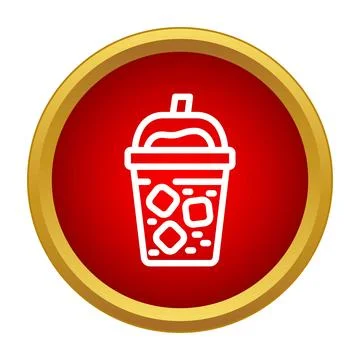 Iced coffee or cold drink in cup icon Stock Illustration