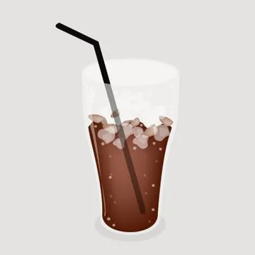 Iced Coffee or Iced Tea on Grey Background 库存插图