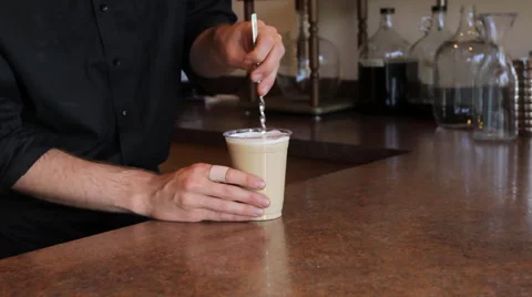 Iced Coffee Stir Stock Footage 57717794