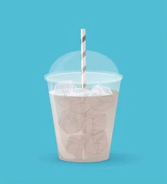 Iced coffee with straw on blue background Stock Illustration