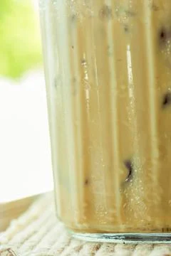 Iced coffee on the table. 스톡 사진