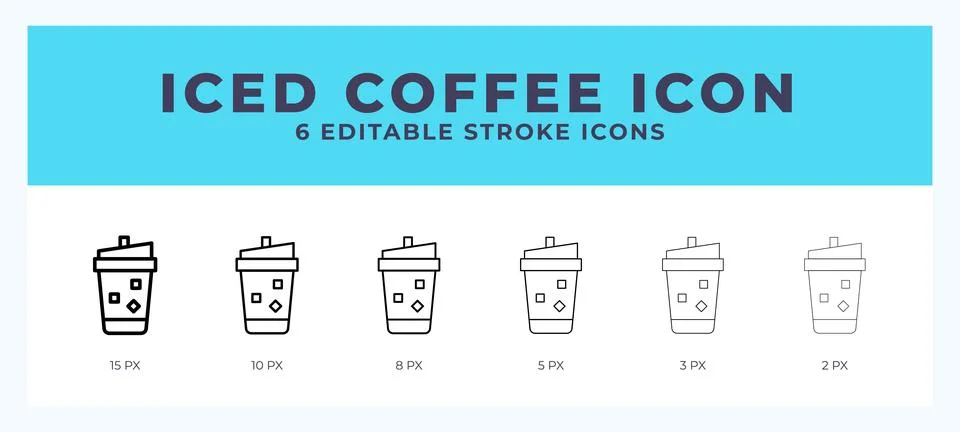 Iced coffee vector icon for web and app. Editable stroke vector illustration Stock Illustration