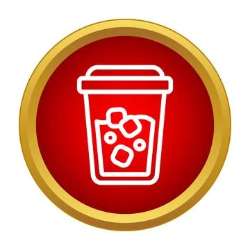 Iced cold beverage with ice cubes in cup icon Stock Illustration