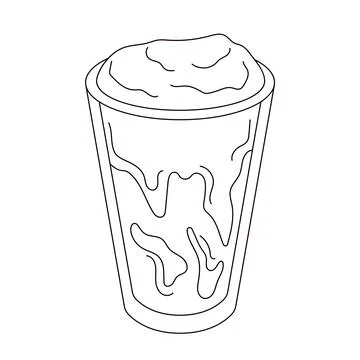 Iced cold brew coffee in line art style. Sketch, doodle. Vector illustration Illustrazione stock