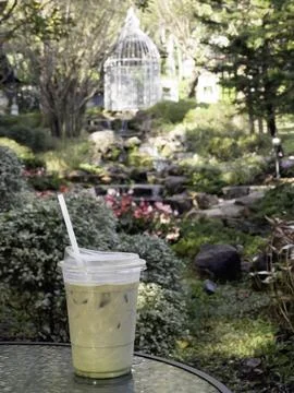 Iced drink in plastic container Stock Photos