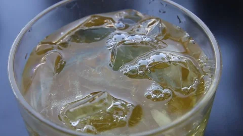 Iced Green Tea Closeup Stock Footage 87899534