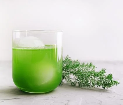 Iced green tea on light background Stock Photos