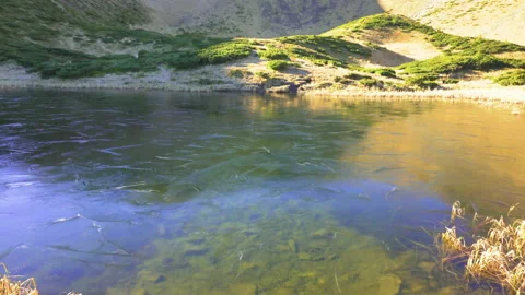 Iced Lake On A Mountains Background Video stock 230081345