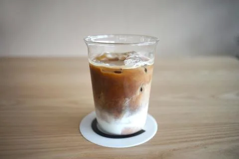 Iced Latte coffee in a grass Stock Photos