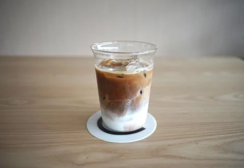 Iced Latte coffee in a grass Stock Photos