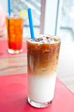 Iced latte coffee Stock Photos