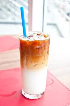 Iced latte coffee Stock Photos
