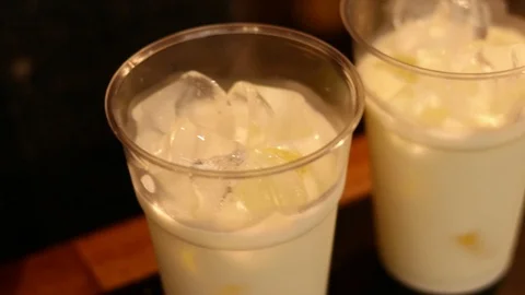 Iced latte ready, bar in Florence, Italy, HD Stock Footage 93662275