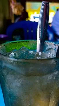 Iced lime drinking Stock Photos