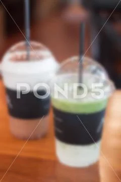 Iced matcha green tea latte Stock Photos