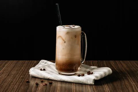 Iced Coffee In Tall Glasses Stock Photo, Picture and Royalty Free