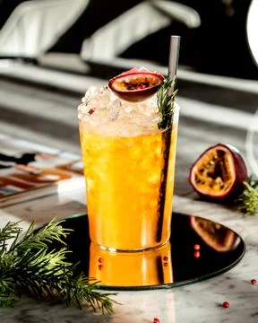 Iced orange cocktail on the table __ Stock Photos