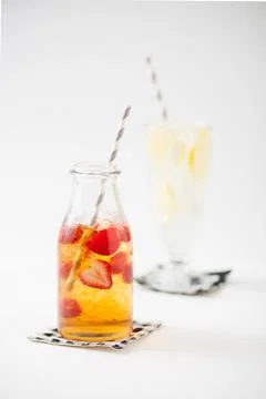 Iced strawberry tea Stock Photos