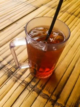 Iced Tea on Bamboo Table Stock Photos