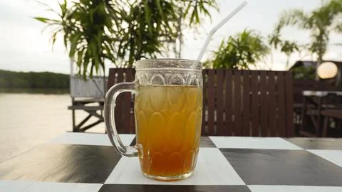 Iced tea at the cafe. Stock Photos