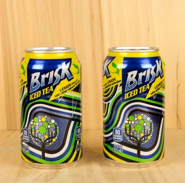 Iced tea cans. Photos