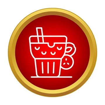 Iced tea cold drink glass with straw icon Stock Illustration