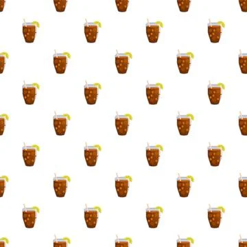 Iced tea cups with lemon slices seamless pattern Stock Illustration