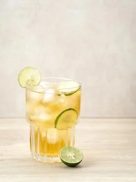 Iced tea with lime Stock Photos