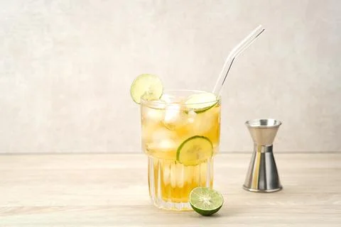 Iced tea with lime Stock Photos