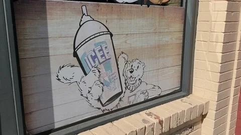 Icee Drink Cup Restaurant Window Signage Video stock 219104080