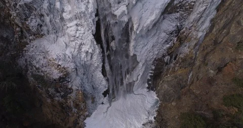 Icefall look down - Aerial 4K Stock Footage 86524083