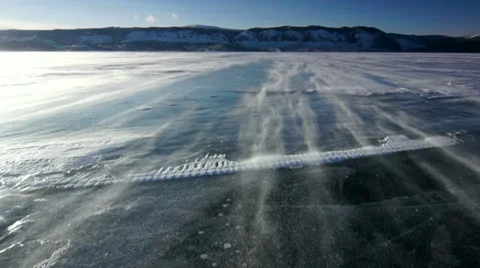 Icefield drifting snow Stock Footage 30443433