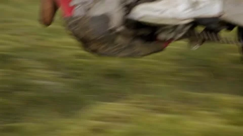 Iceland - 15 August 2025 Enduro Motorcycle Riding on Moss Field Iceland Stock Footage 321302829