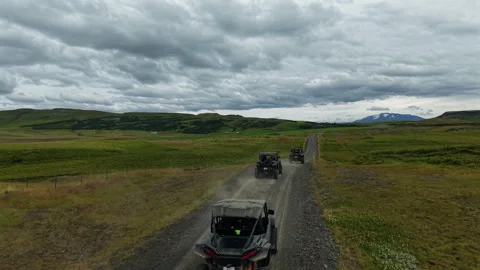 Iceland - 15 August 2025 UTV Adventure Ride Across Green Hills Stock Footage 321304982