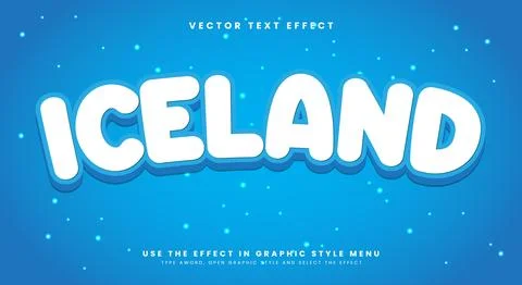 Iceland 3D editable text effect template 스톡 일러스트