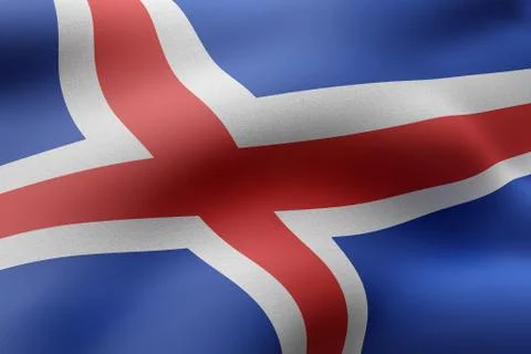 Iceland 3d flag Stock Illustration