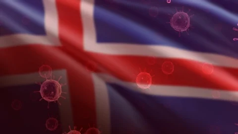 Iceland 3D Flag With Virus Floating Animation Closeup (3D Rendering) 動画素材 126987541