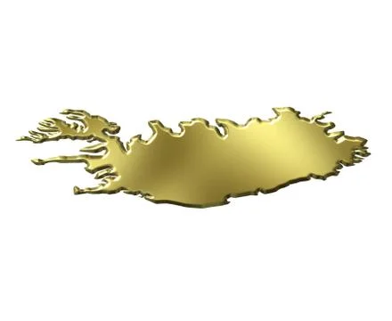 Iceland 3d golden map Stock Illustration