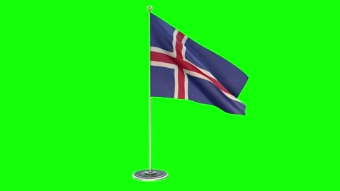 Iceland 3D Looping Illustration of small flag pole Video stock 160853739