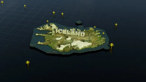 Iceland 3D Map With Animation Stock Footage 306424675