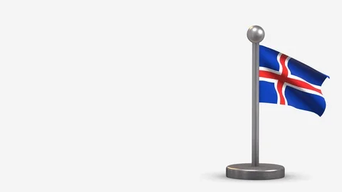 Iceland 3D waving flag animation on tiny flagpole. Stock Footage 120793575