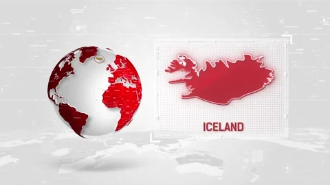 Iceland 4K Tech Map Beside Globe On White Background. Stock Footage 340453931